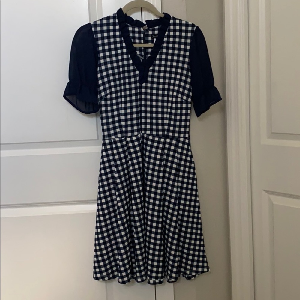 Smak Parlour Navy Gingham Dress (Worn Once)